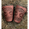 A Pair of Leather Cuffs LARP Bracers Armor Yggdrasil World Tree with Scale design